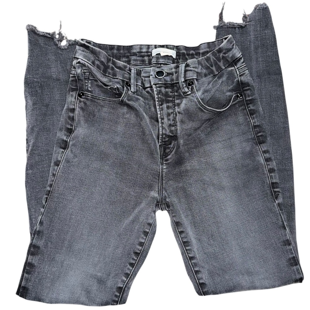 Good American Good Curve Raw Hem High Rise Skinny Jeans Black Size 4/27